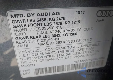 2018 Audi Q5 2.0T Premium/2.0T Tech Premium from USA, damaged, VIN WA1ANAFY0J2077816